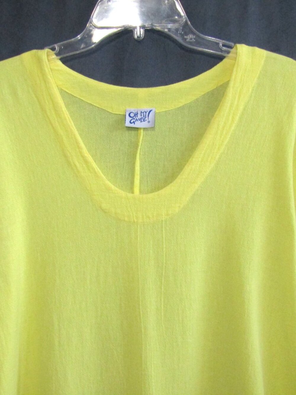 Oh My Gauze Lemon Yellow Top Womens Size 2 L XL Cotton Tunic Ruched Sleeve - Picture 4 of 8